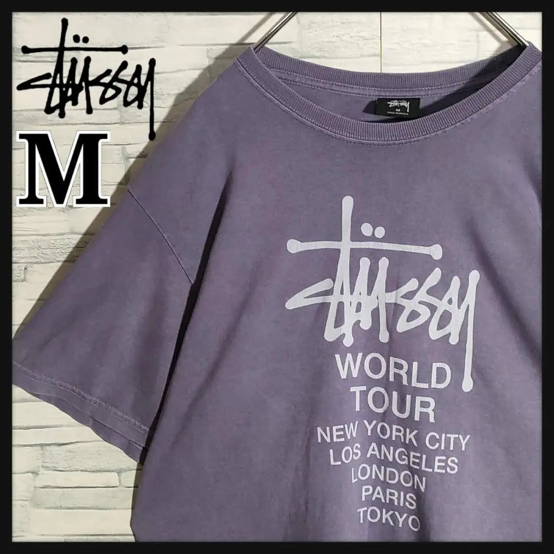 [Popular model] Stussy ☆ World Tour Center Big Logo T -shirt Purple