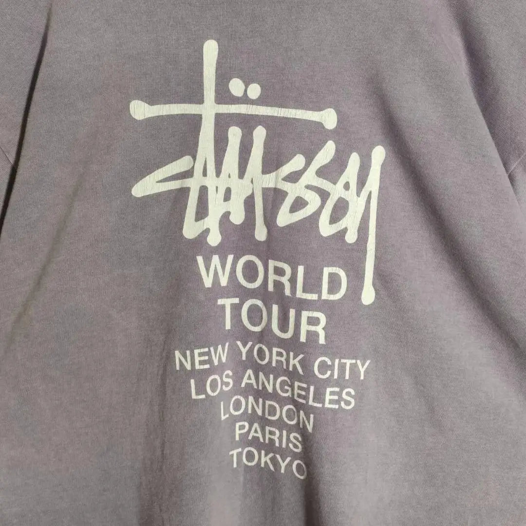 [Popular model] Stussy ☆ World Tour Center Big Logo T -shirt Purple