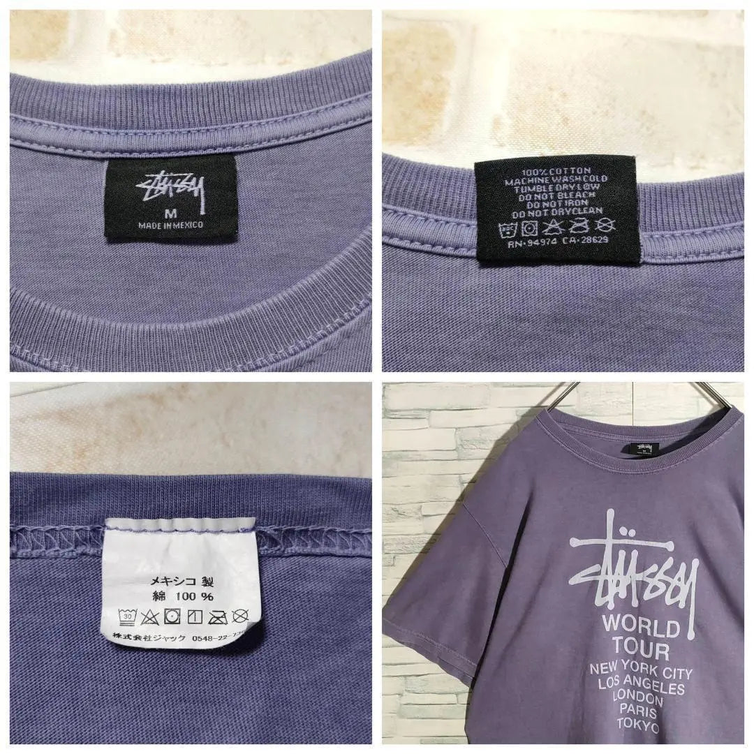 [Modelo popular] Stussy ☆ World Tour Center Camiseta con logo grande Púrpura | 【大人気モデル】ステューシー ☆ワールドツアー センタービッグロゴ Tシャツ 紫