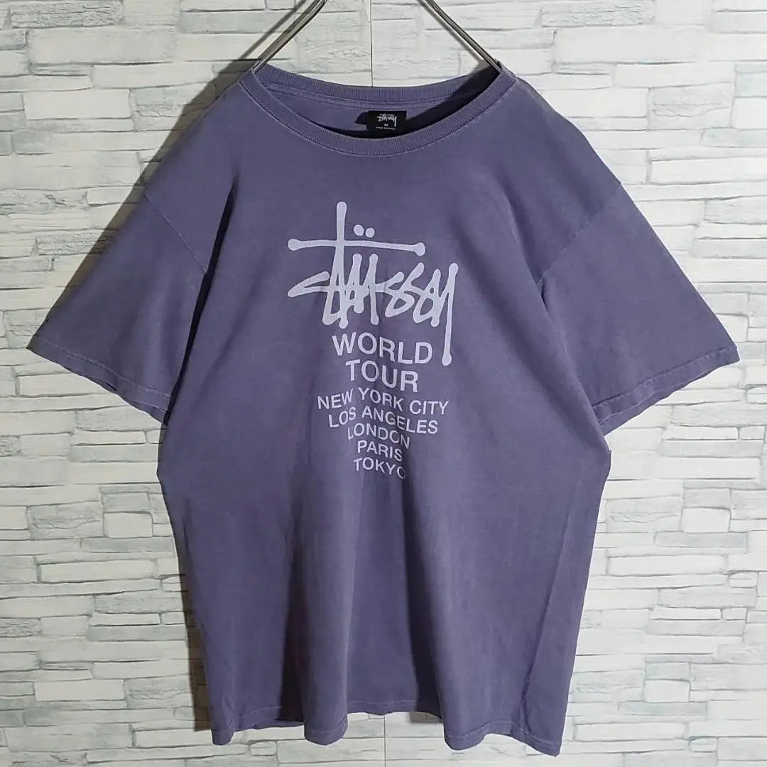 [Popular model] Stussy ☆ World Tour Center Big Logo T -shirt Purple