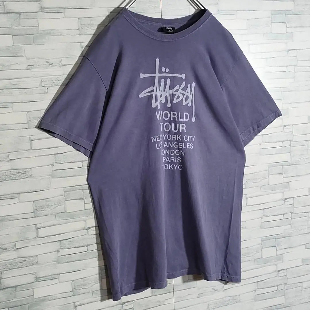 [Popular model] Stussy ☆ World Tour Center Big Logo T -shirt Purple