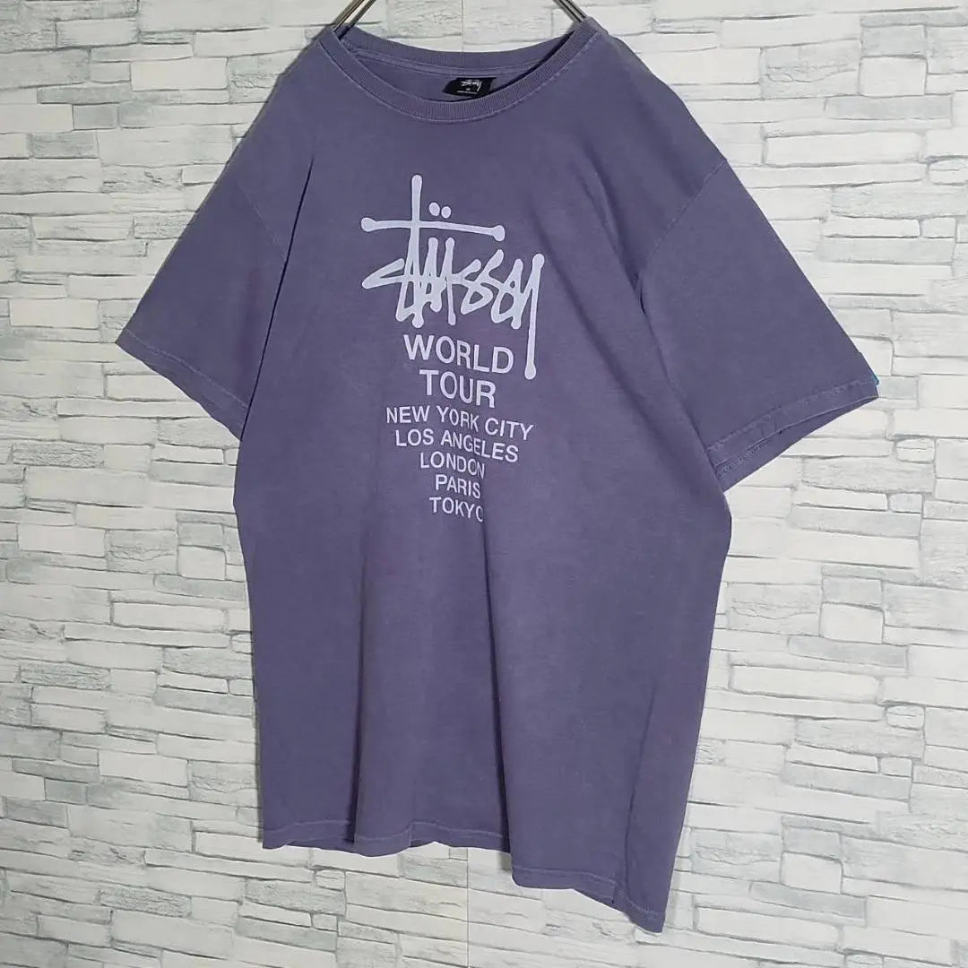 [Popular model] Stussy ☆ World Tour Center Big Logo T -shirt Purple