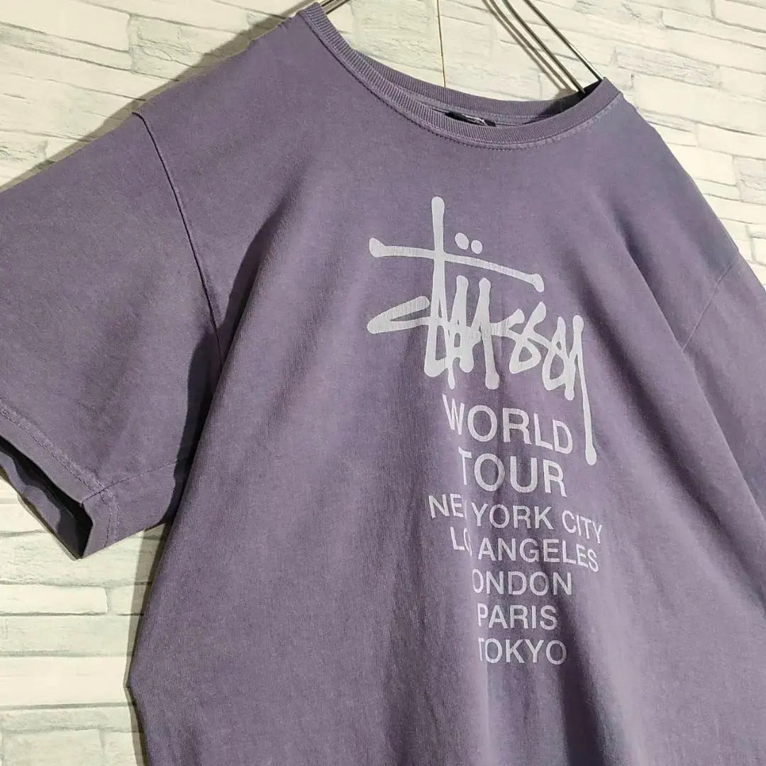 [Popular model] Stussy ☆ World Tour Center Big Logo T -shirt Purple