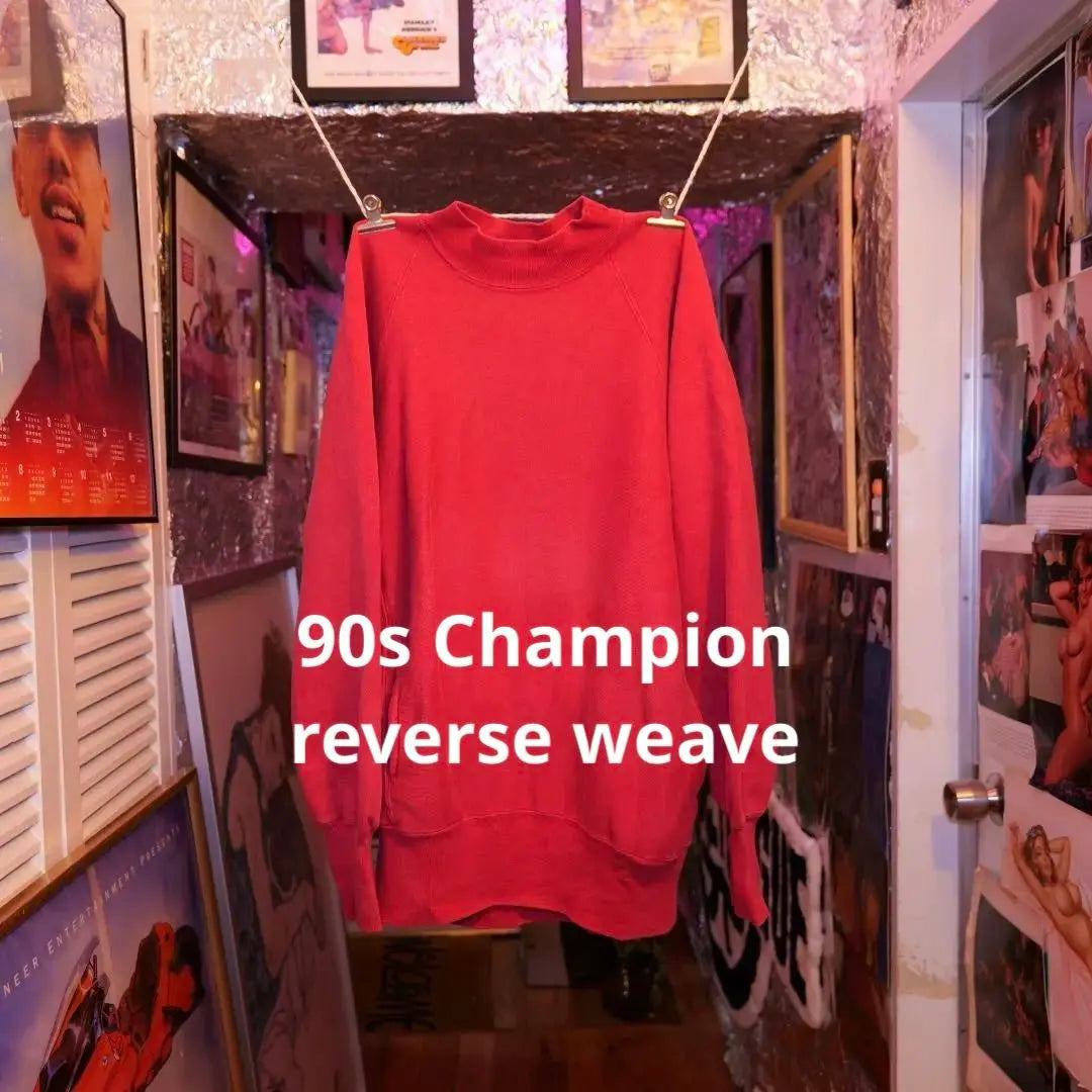 90s Champion Reverse Weave Mock Neck Red Pocket | 90s Champion reverse weave モックネック　赤　ポケット