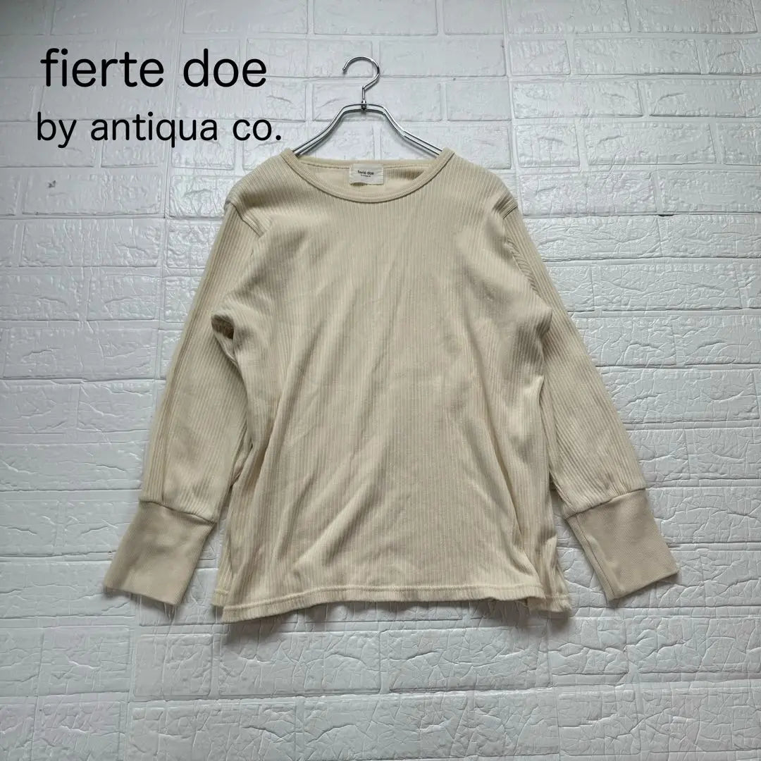 antiqua long sleeve rib knit cut and sew long length ivory | antiqua アンティカ 長袖 リブ ニット カットソー ロング丈 アイボリー