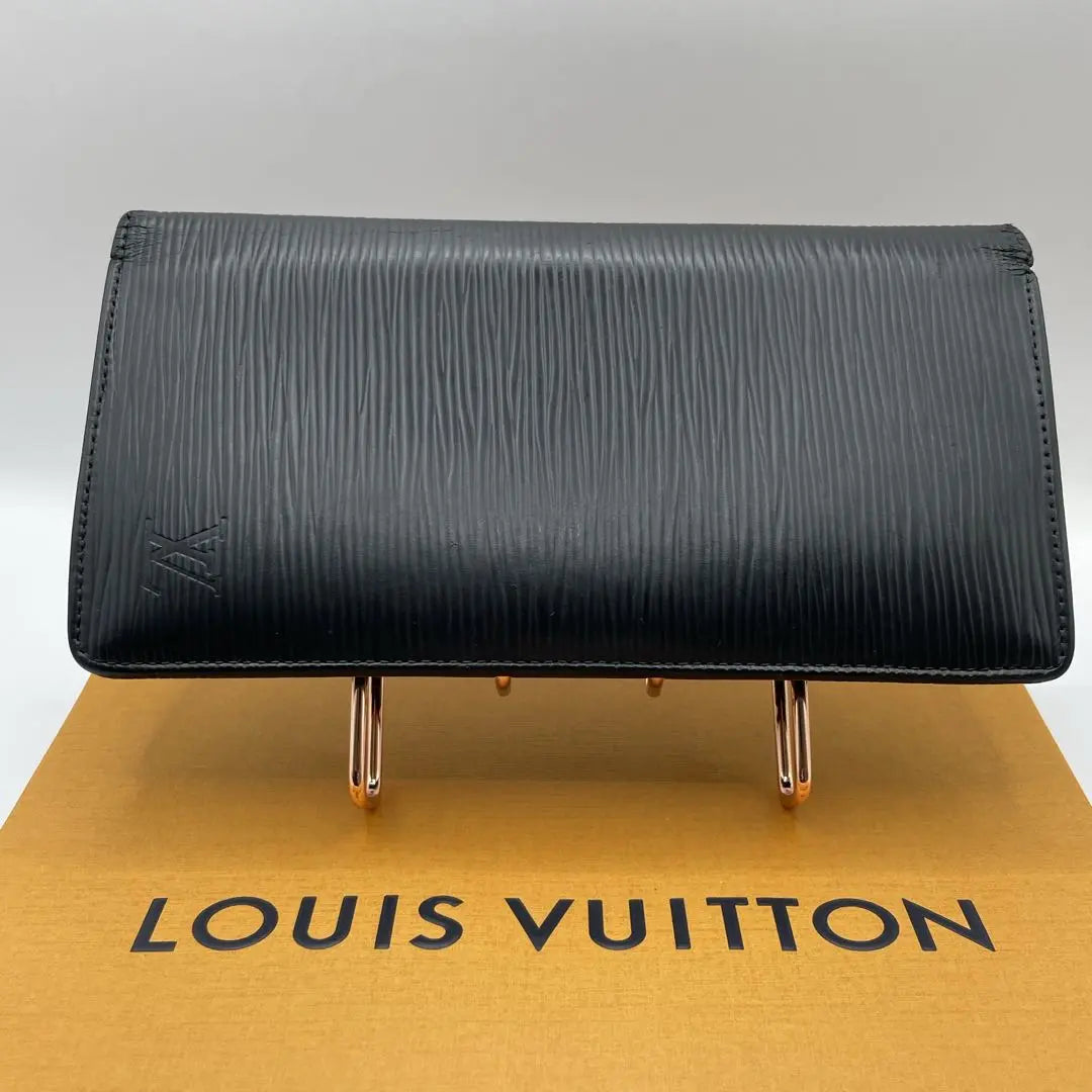 ✨Buen estado✨Louis Vuitton Epi Portefeuille Braza Cartera larga Cuero genuino negro Cuero de vaca