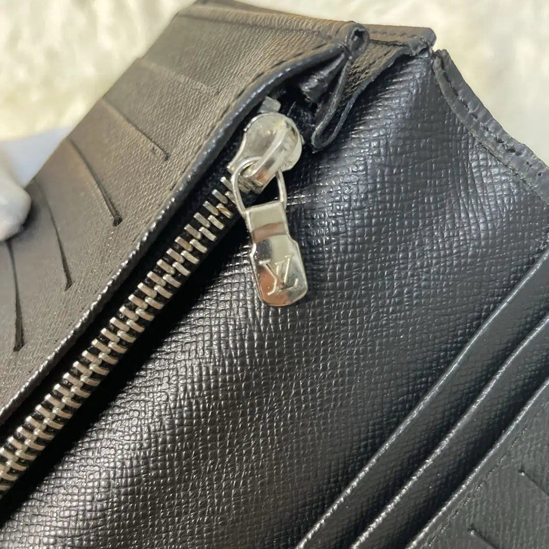 ✨Buen estado✨Louis Vuitton Epi Portefeuille Braza Cartera larga Cuero genuino negro Cuero de vaca