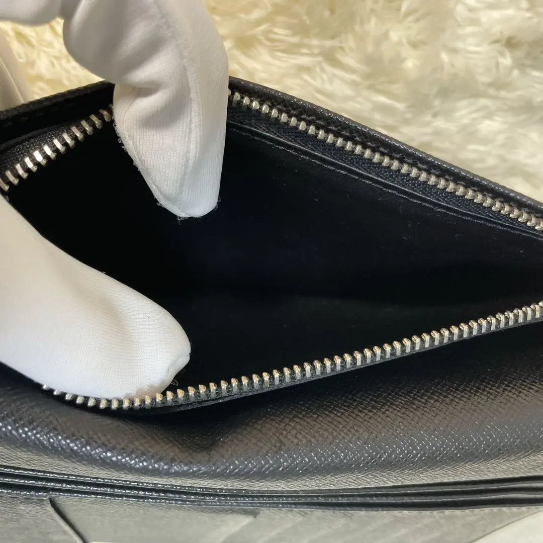 ✨Buen estado✨Louis Vuitton Epi Portefeuille Braza Cartera larga Cuero genuino negro Cuero de vaca