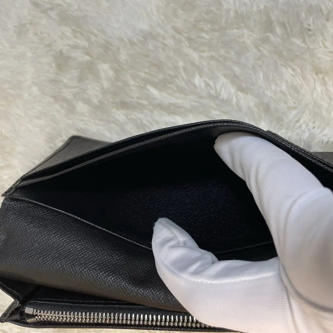 ✨Buen estado✨Louis Vuitton Epi Portefeuille Braza Cartera larga Cuero genuino negro Cuero de vaca