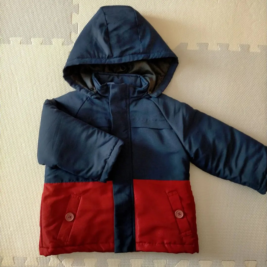 Navy / red food batting coat | ネイビー・赤 フード付き中綿コート