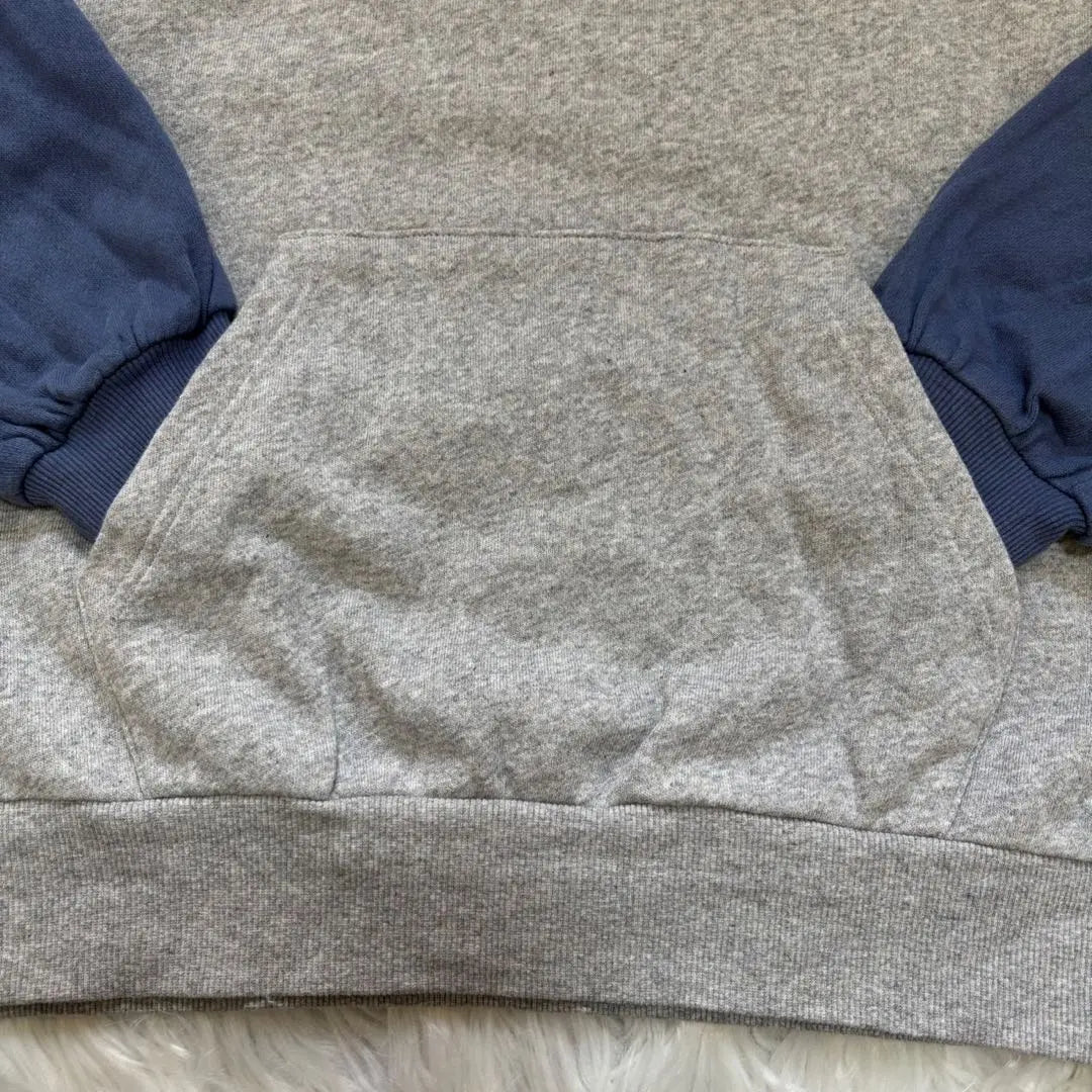 Color-coordinated hoodie (L) Gray x Blue Lining Pile Casual