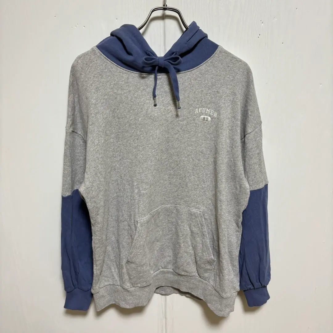 Color-coordinated hoodie (L) Gray x Blue Lining Pile Casual