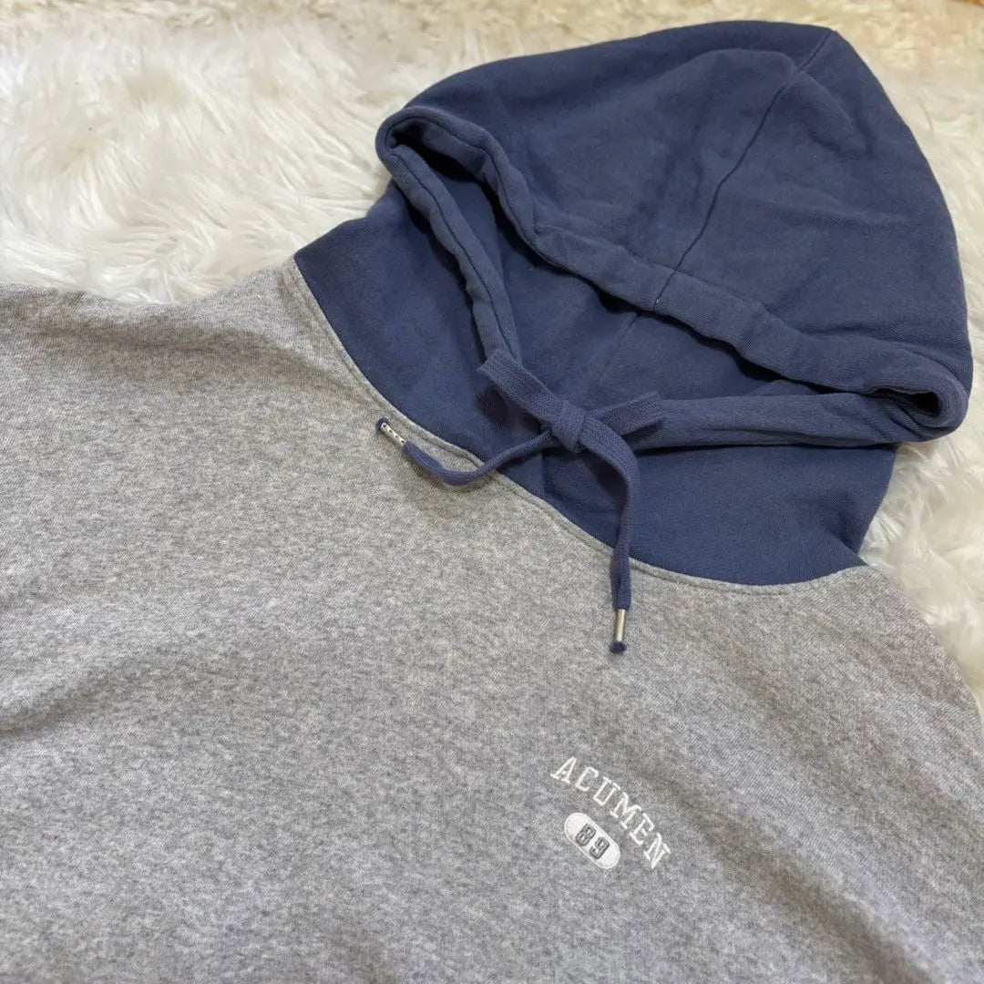 Color-coordinated hoodie (L) Gray x Blue Lining Pile Casual