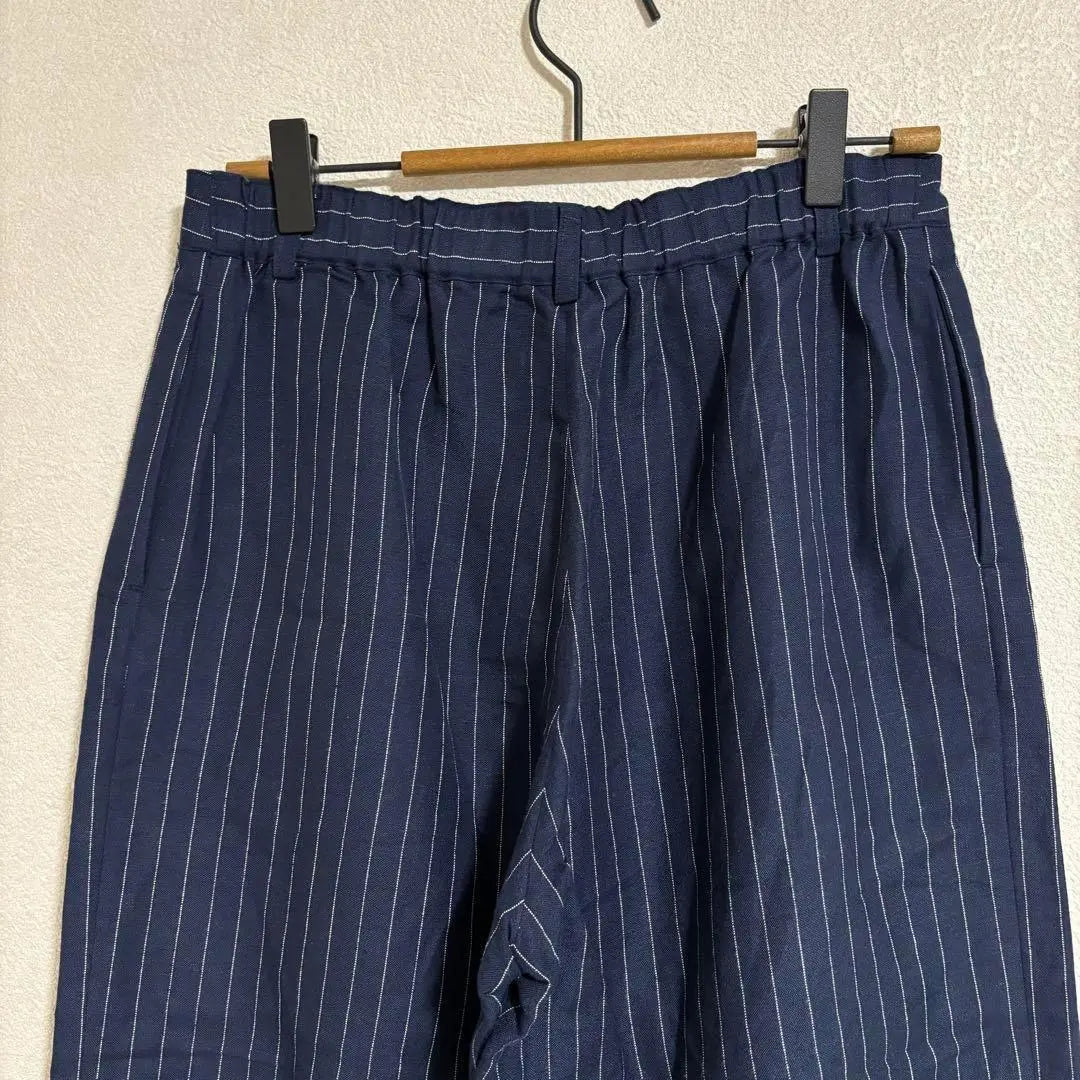 1166 Decoy Gaucho Pants Wide Pants Navy Stripe L Linen Blend