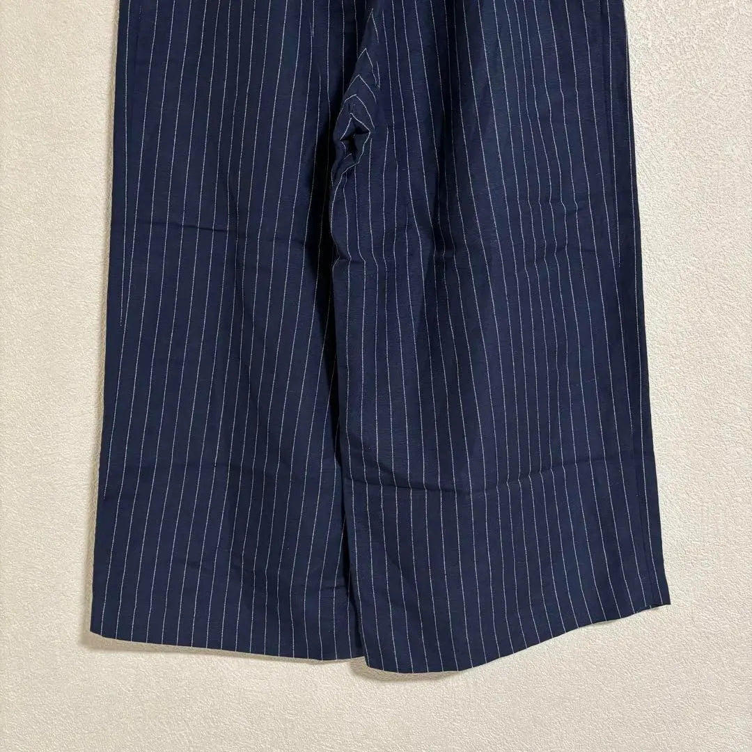 1166 Decoy Gaucho Pants Wide Pants Navy Stripe L Linen Blend