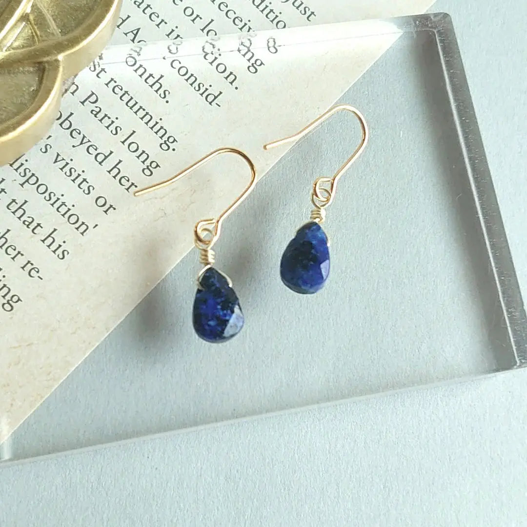 No.232 Handmade earrings small natural stone lapis lazuli earrings