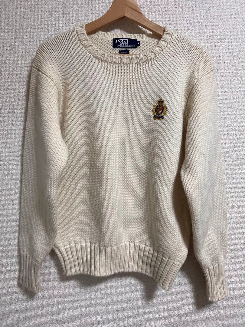 ★Ralph Lauren Men's Wool Knit Sweater Off-White Old