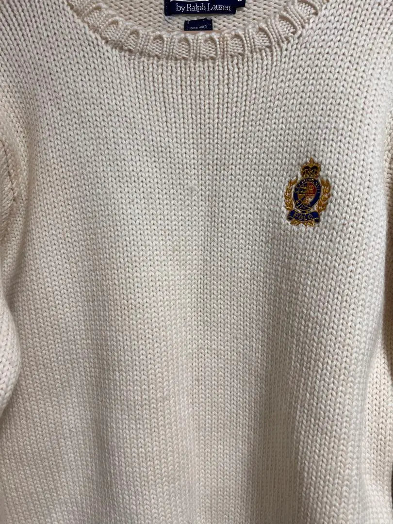 ★Ralph Lauren Men's Wool Knit Sweater Off-White Old