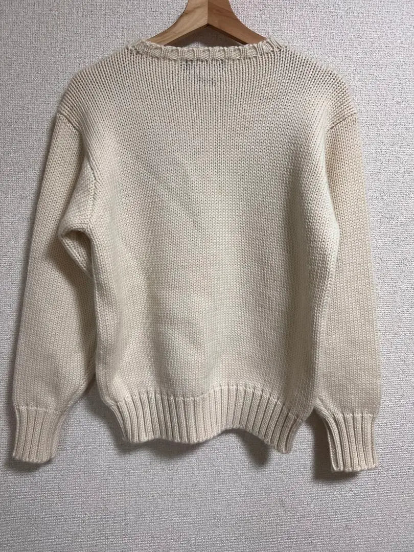 ★Ralph Lauren Men's Wool Knit Sweater Off-White Old