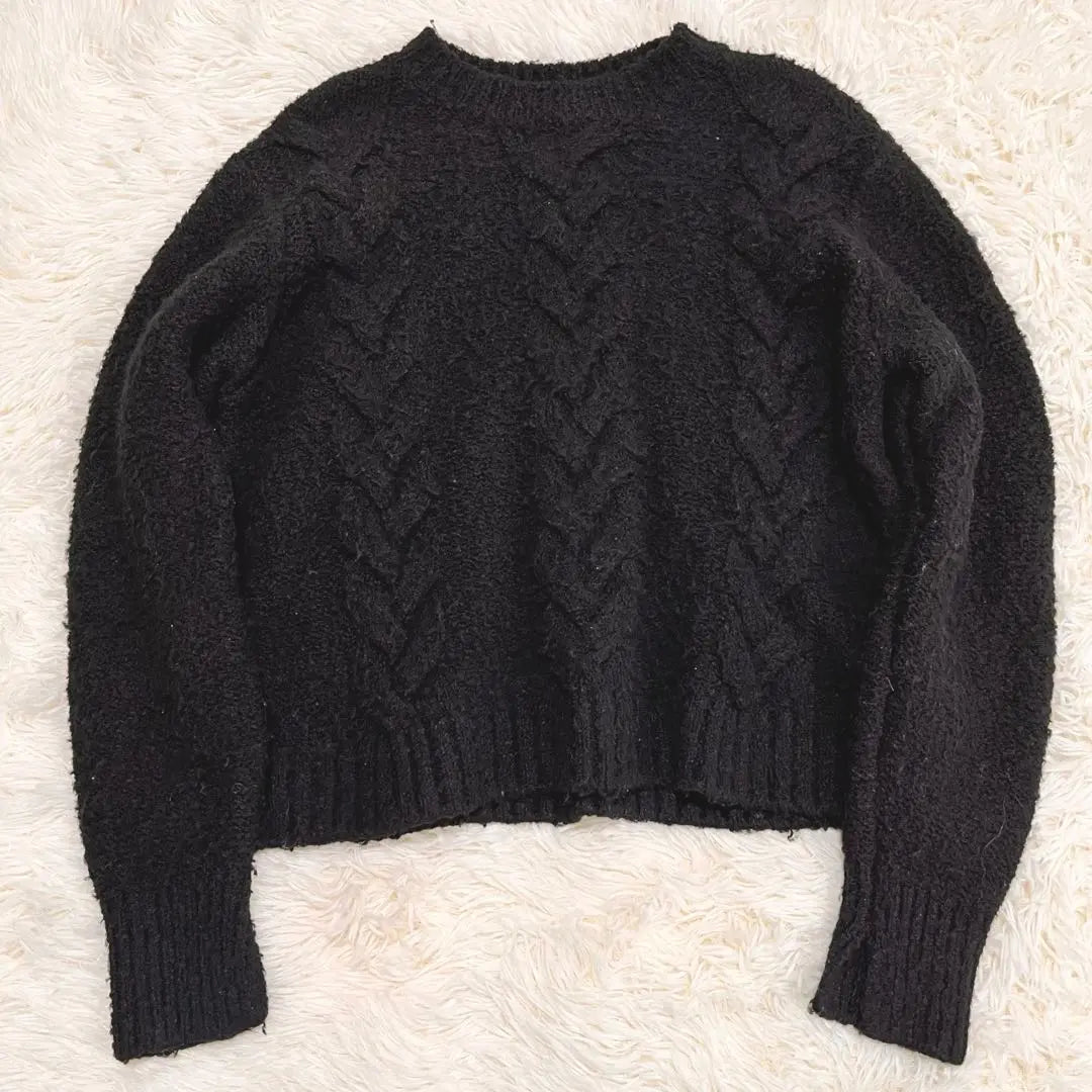 y4496 Junne Garcon cable knit long sleeve knit L black adult women