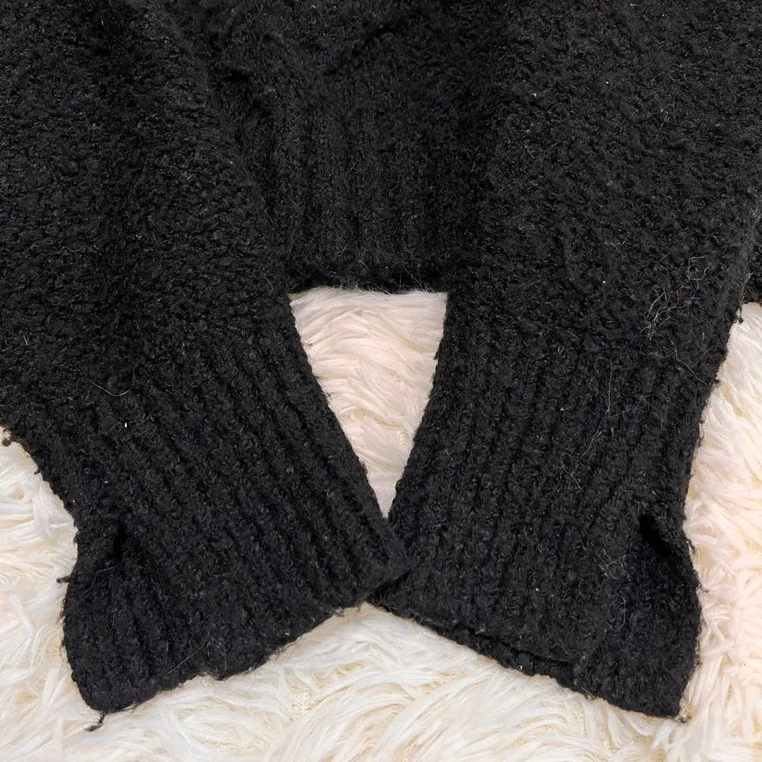 y4496 Junne Garcon cable knit long sleeve knit L black adult women