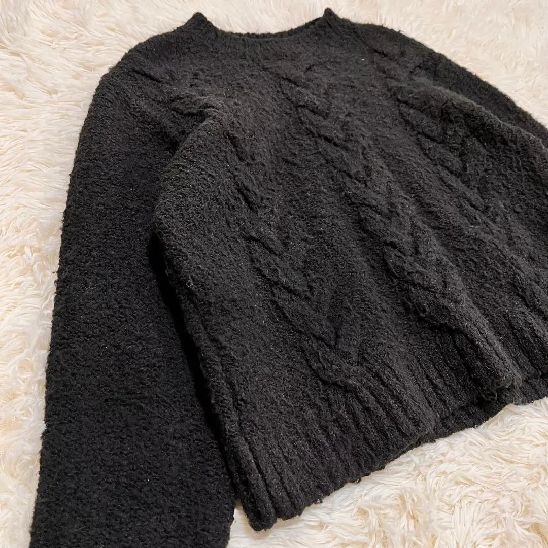 y4496 Junne Garcon cable knit long sleeve knit L black adult women