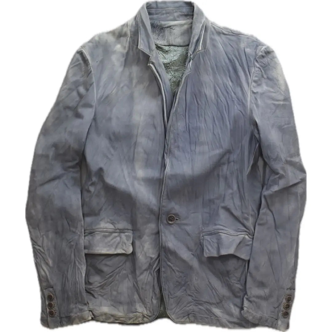 Leather jacket, tailored, genuine cutlery, wrinkled, uneven dyed, light purple olive