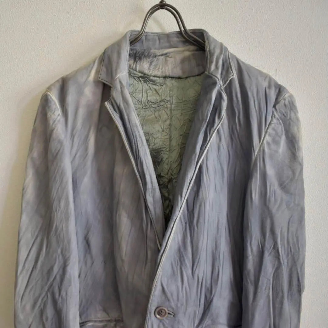 Leather jacket, tailored, genuine cutlery, wrinkled, uneven dyed, light purple olive