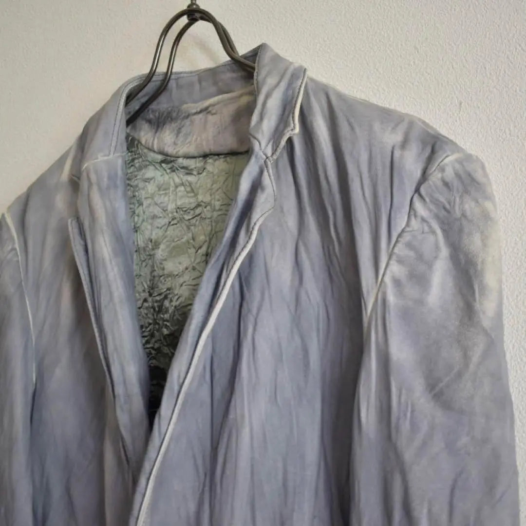 Leather jacket, tailored, genuine cutlery, wrinkled, uneven dyed, light purple olive