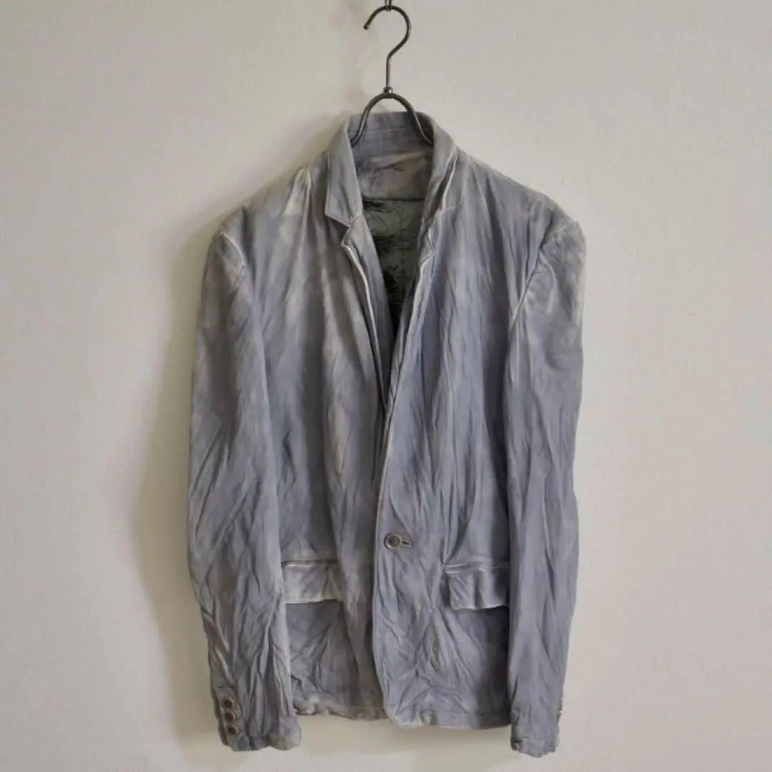 Leather jacket, tailored, genuine cutlery, wrinkled, uneven dyed, light purple olive