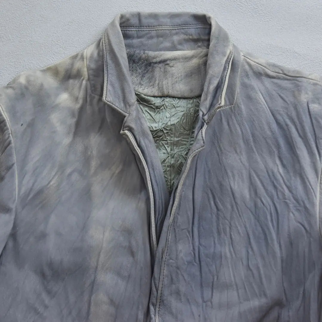 Leather jacket, tailored, genuine cutlery, wrinkled, uneven dyed, light purple olive