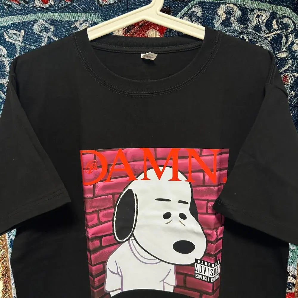 Snoopy Damn Avant-garde T-shirt Short Sleeve Men's New Black