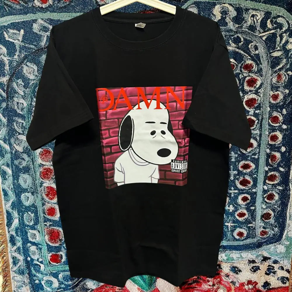 Snoopy Damn Avant-garde T-shirt Short Sleeve Men's New Black