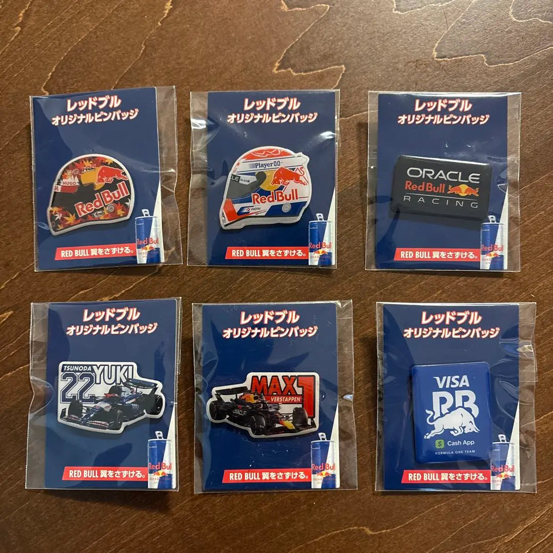 2 Red Bull Original Pin Badges, 6 Types, Verstappen, Tsunoda Yuki