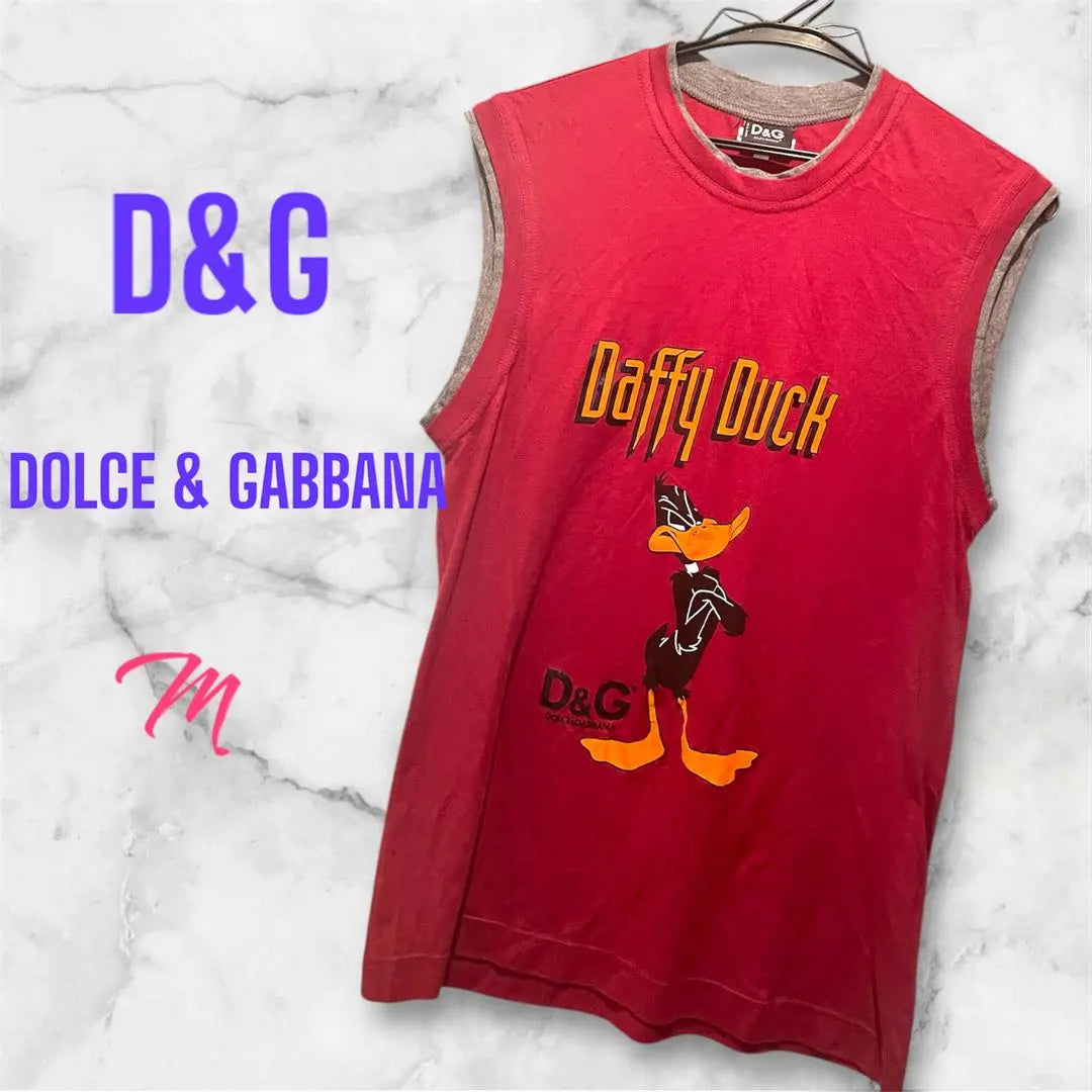 Camiseta sin mangas D&amp;G Duffy Duck M Fabricada en Italia Raro