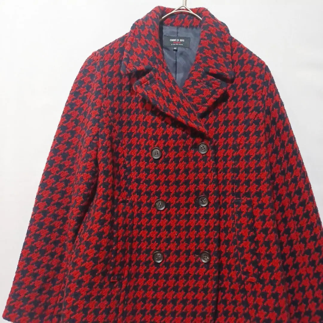 [Used Clothing Comsa Houndstooth Coat Retro 90' Red x Navy]