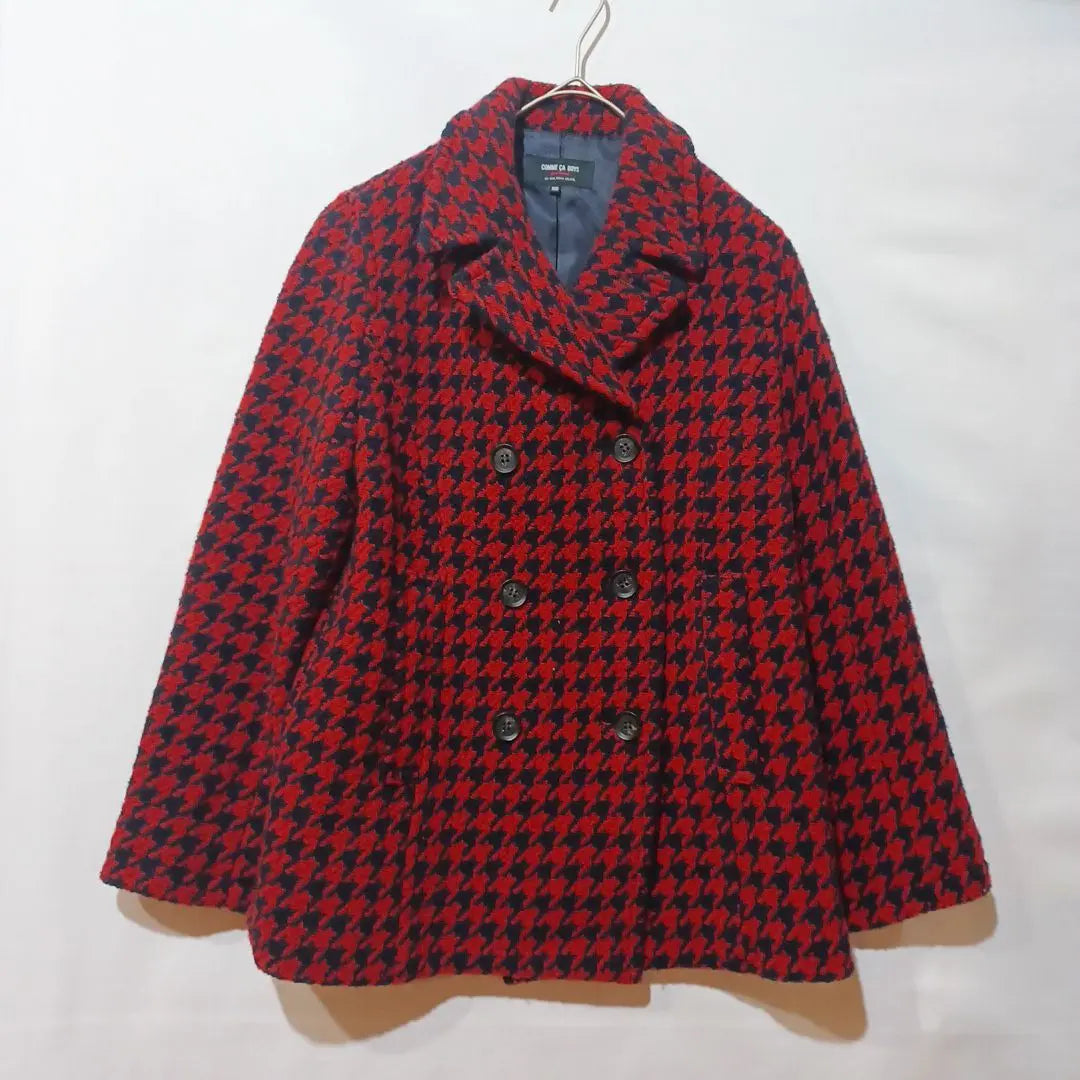 [Used Clothing Comsa Houndstooth Coat Retro 90' Red x Navy]