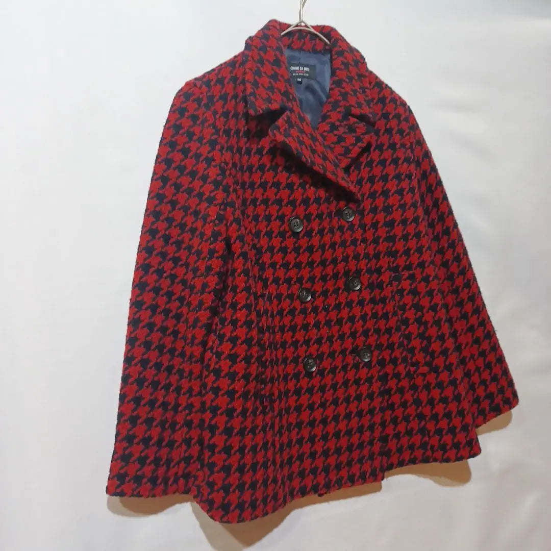 [Used Clothing Comsa Houndstooth Coat Retro 90' Red x Navy]