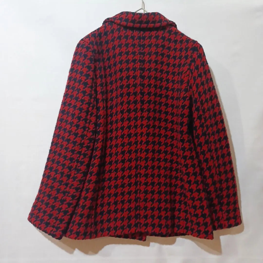 [Used Clothing Comsa Houndstooth Coat Retro 90' Red x Navy]