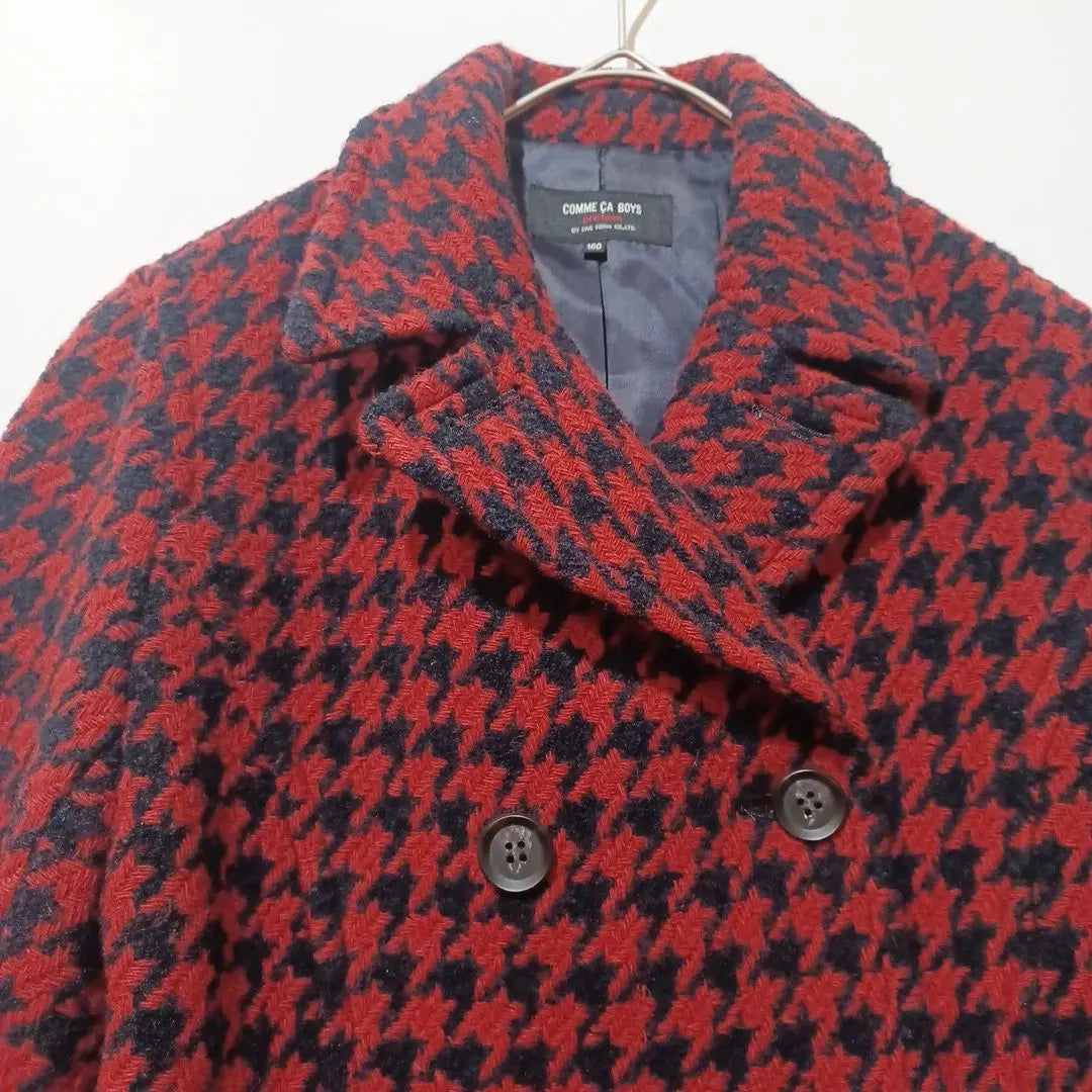 [Used Clothing Comsa Houndstooth Coat Retro 90' Red x Navy]