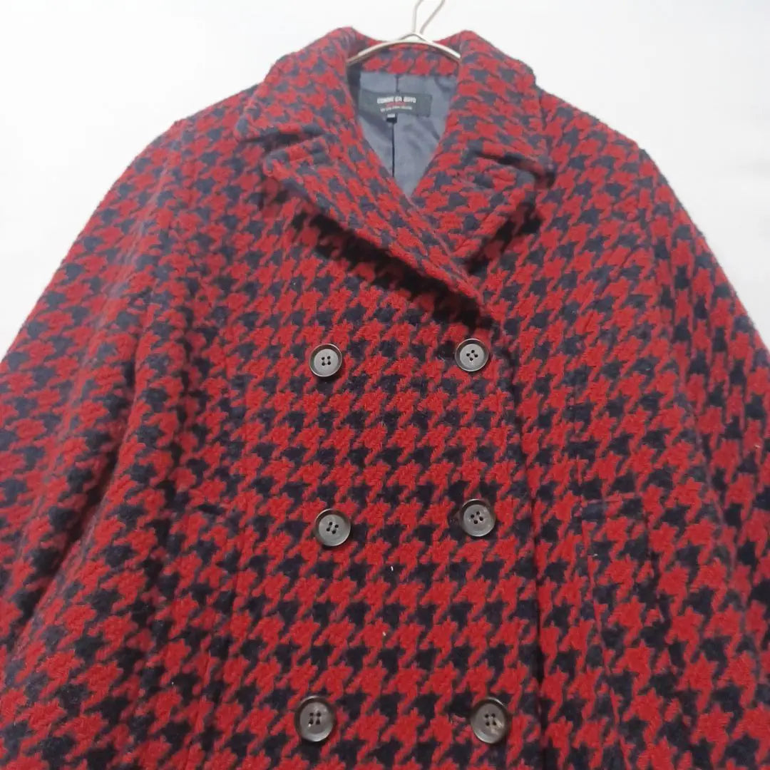 [Used Clothing Comsa Houndstooth Coat Retro 90' Red x Navy]