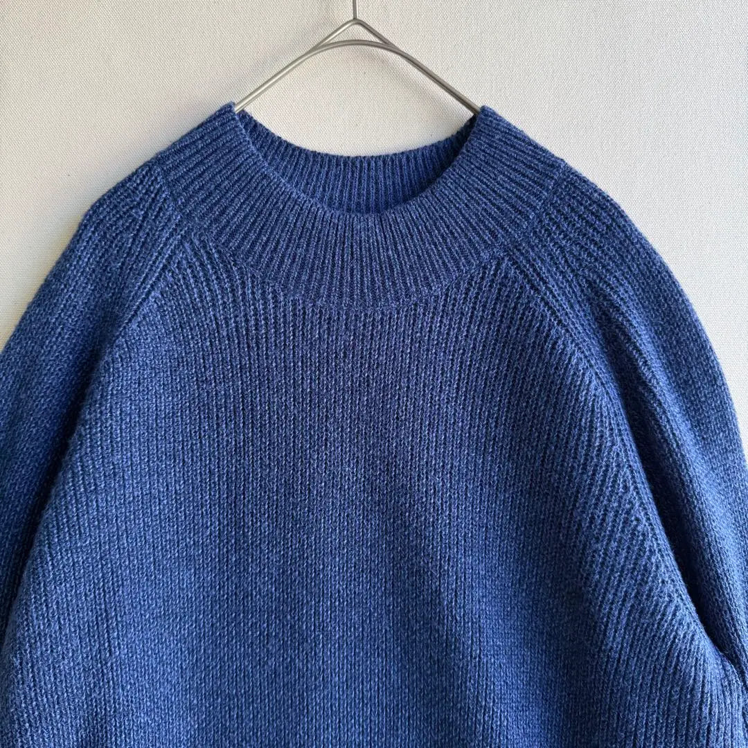 Uniqlo Men's Middle Gauge Mock Neck Sweater L Rib Knitted Blue