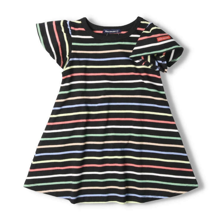 Children's Clothing Moujonjon Colorful Border Short Sleeve Dress 80cm-140cm M42308