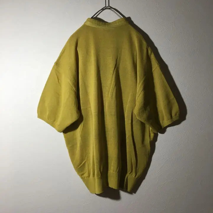 [Used clothing for unique clothing] Made in Japan, short sleeve band collar top, men's L, mustard, linen