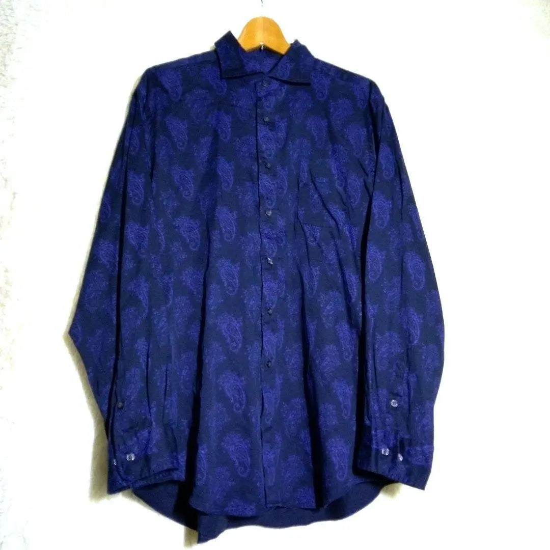 CREW Flex Japan [LL] Men's Luxury Gentleman Long Sleeve Shirt Cotton Navy