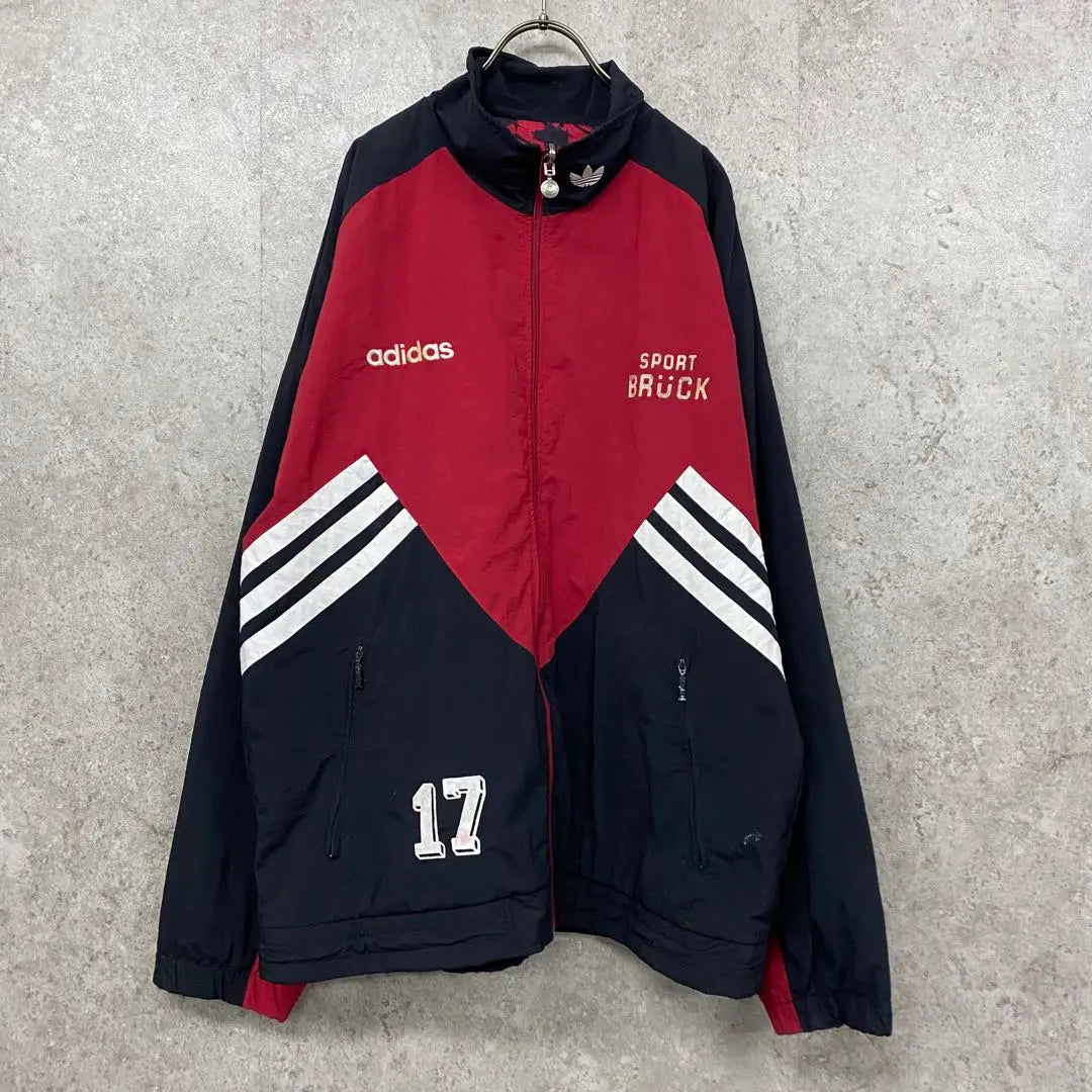 Rare 90s EU Vintage Adidas Embroidered Reversible Nylon Jacket Men's XL