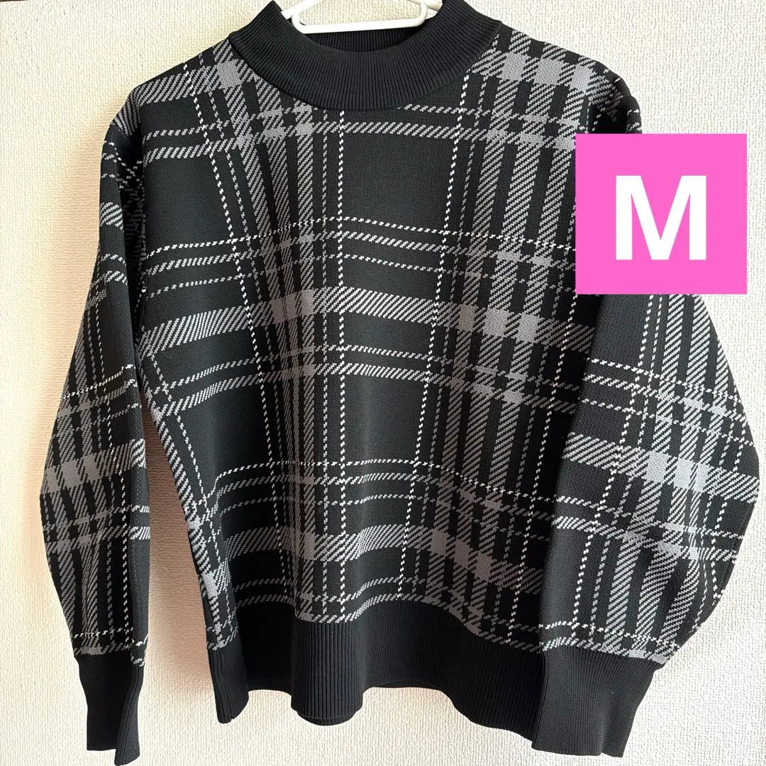 ★Women's★Checked knit sweater, size M★