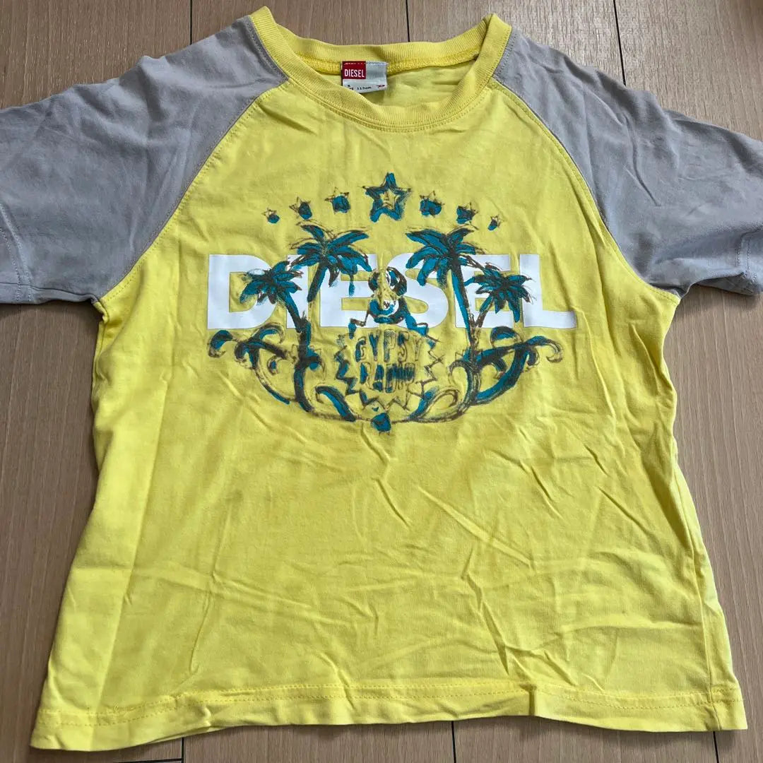 DIESEL Diesel T -shirt 113 centimeters Yellow x Gray Grand Sleeve | DIESEL ディーゼルtシャツ113センチイエローxグレーラグラン袖