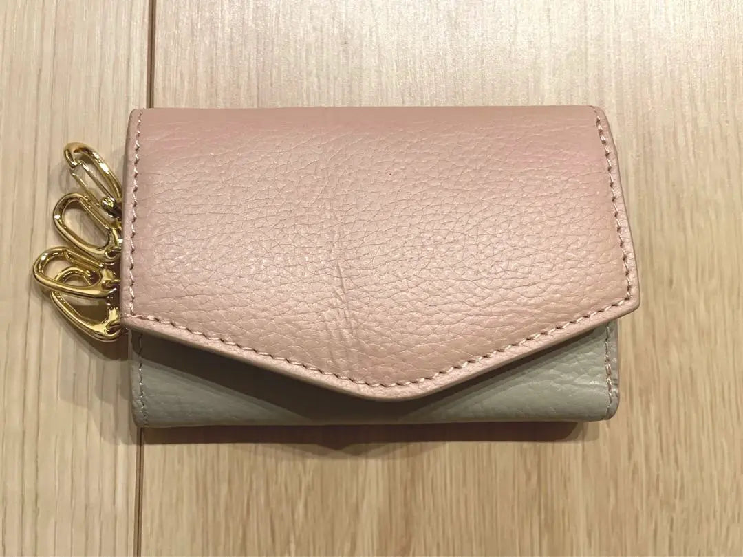 AD10-225 Estuche para llaves Estuche para tarjetas de mujer de piel de vaca Greju rosa | ad10-225 キーケース ピンク グレージュ 牛革 レディース カードケース