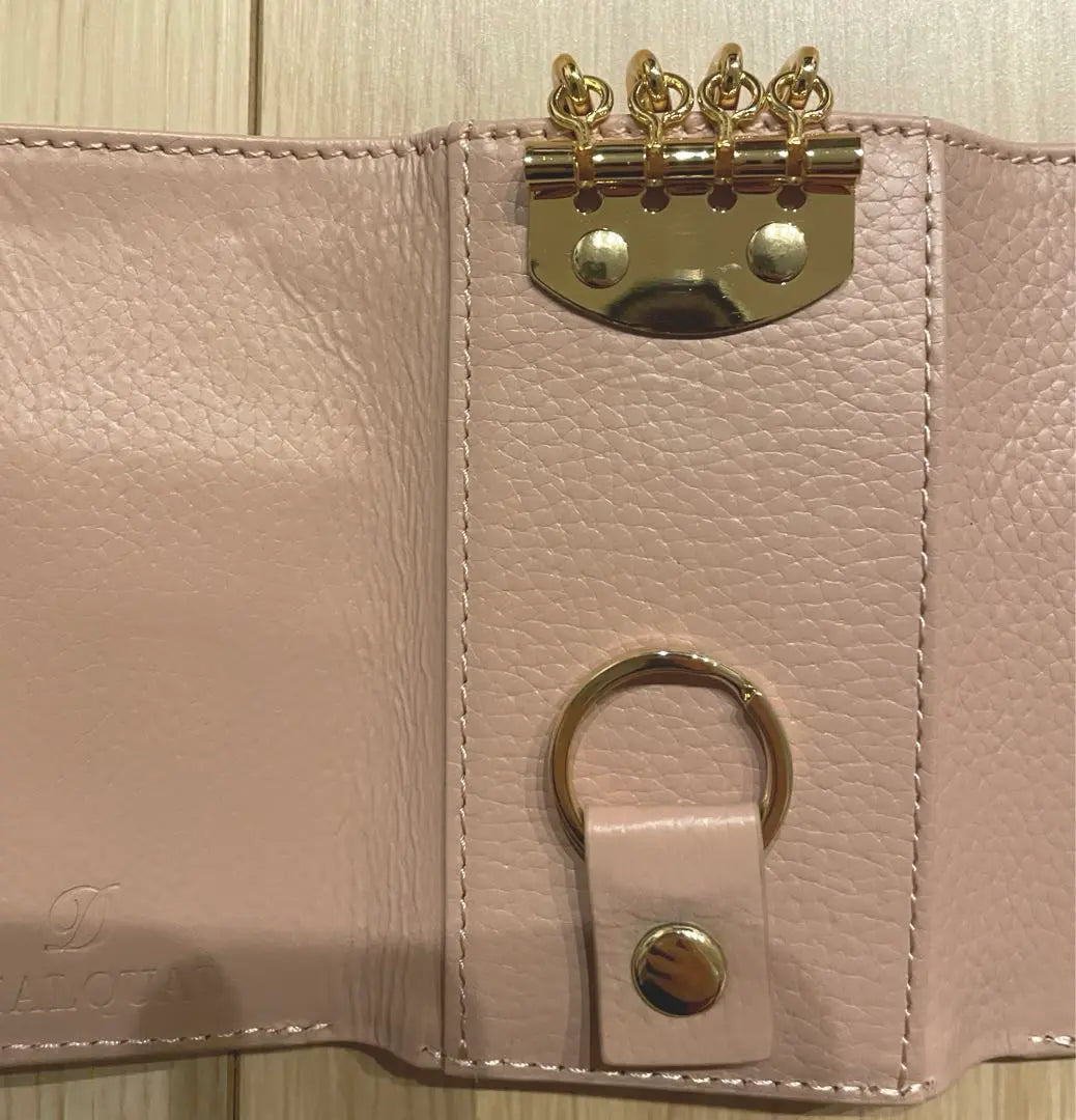 AD10-225 Estuche para llaves Estuche para tarjetas de mujer de piel de vaca Greju rosa | ad10-225 キーケース ピンク グレージュ 牛革 レディース カードケース